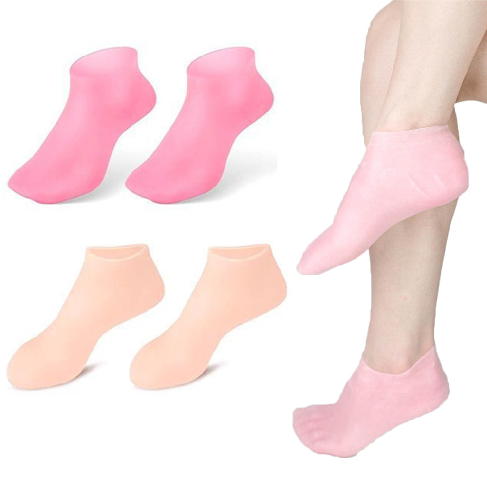 2 Pairs Reusable Silicone Socks Foot Moisturizing Socks Silicone Gel Socks
