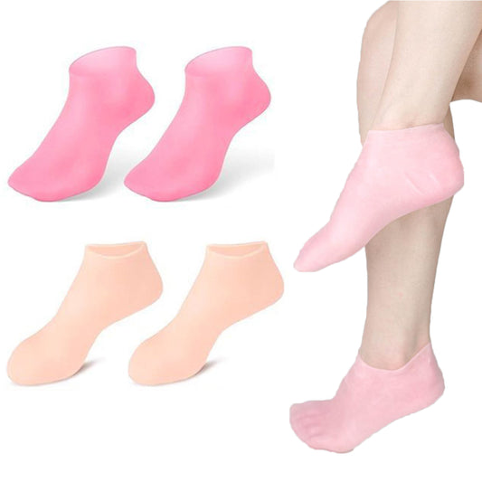 2 Pairs Reusable Silicone Socks Foot Moisturizing Socks Silicone Gel Socks