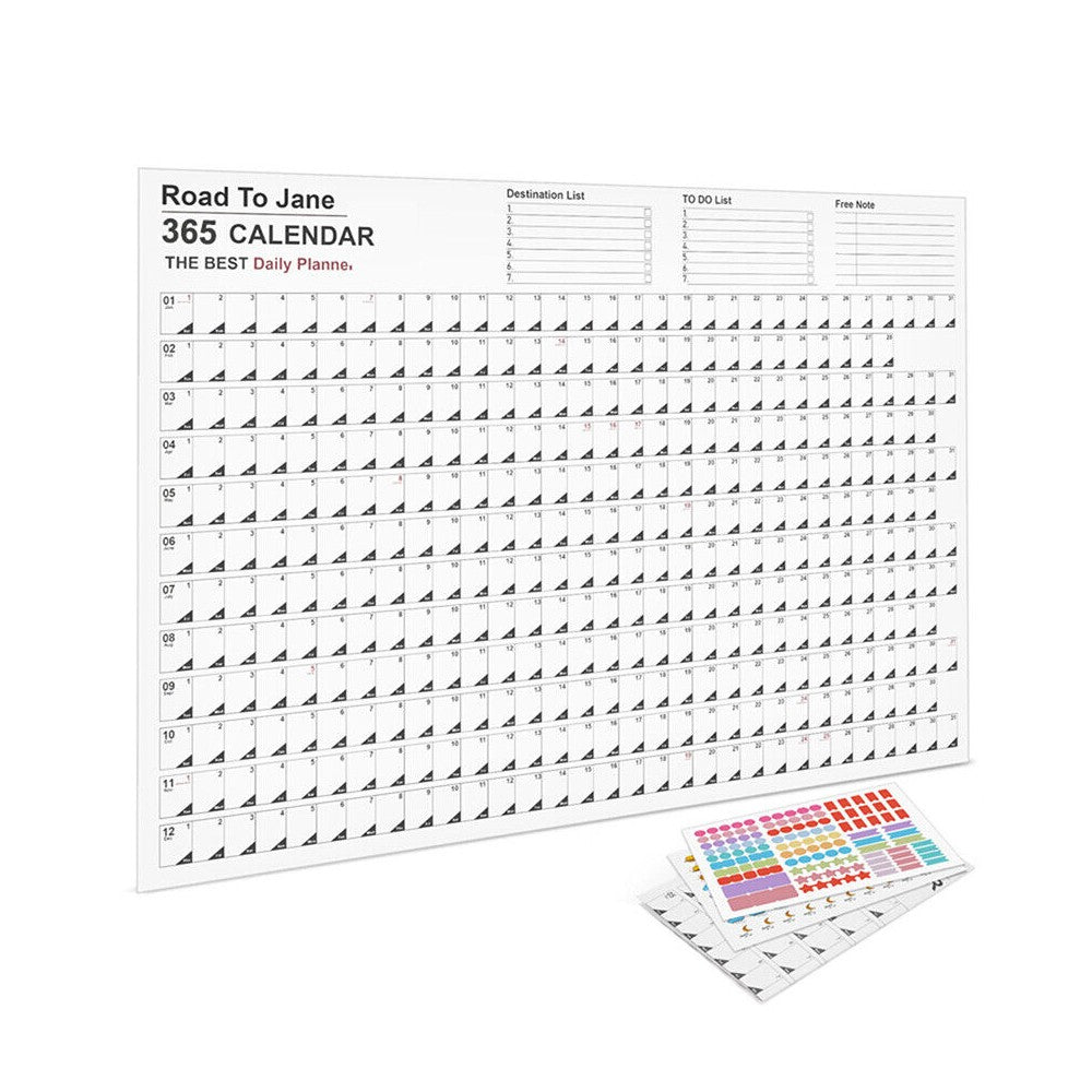 1Pc 2024 Annual Wall Calendar Daily Schedule Planner with Stickers