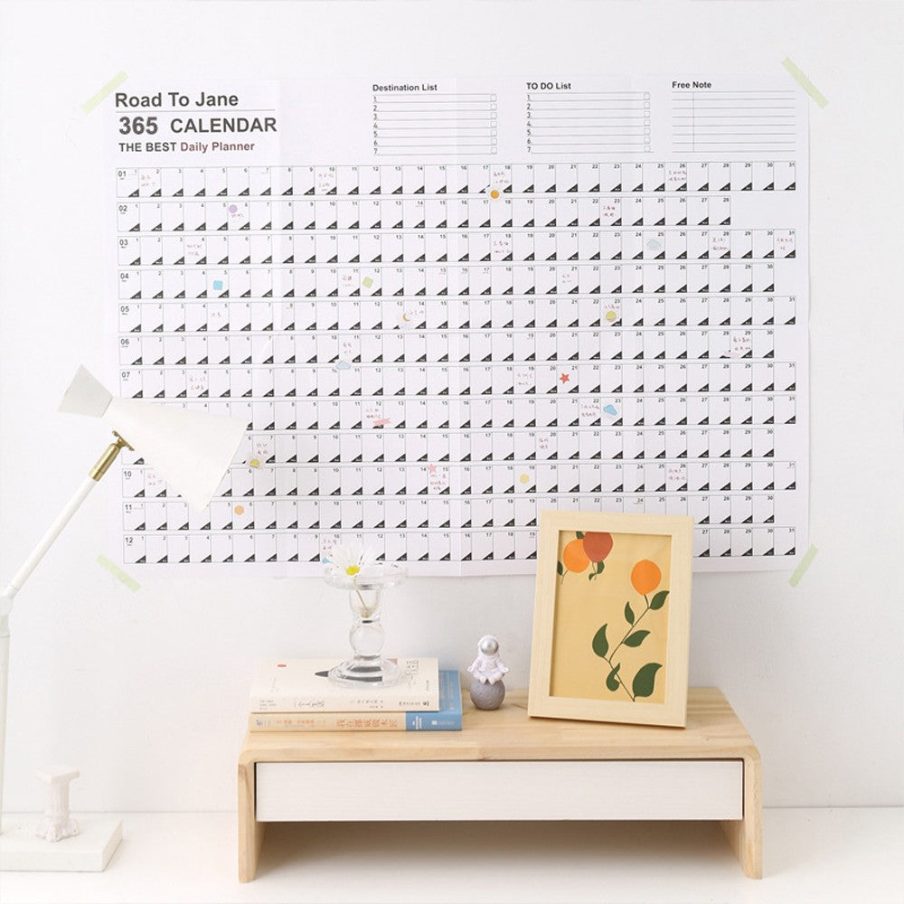 1Pc 2024 Annual Wall Calendar Daily Schedule Planner with Stickers