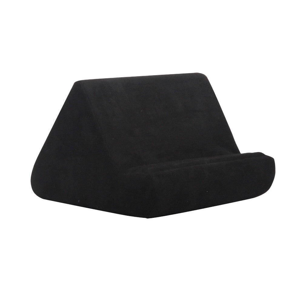 Multi-Angle Tablet Stand Pillow Pad Phone Holder Dock with 2 Pockets - Black