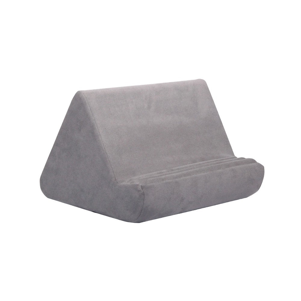 Multi-Angle Tablet Stand Pillow Pad Phone Holder Dock with 2 Pockets - Grey