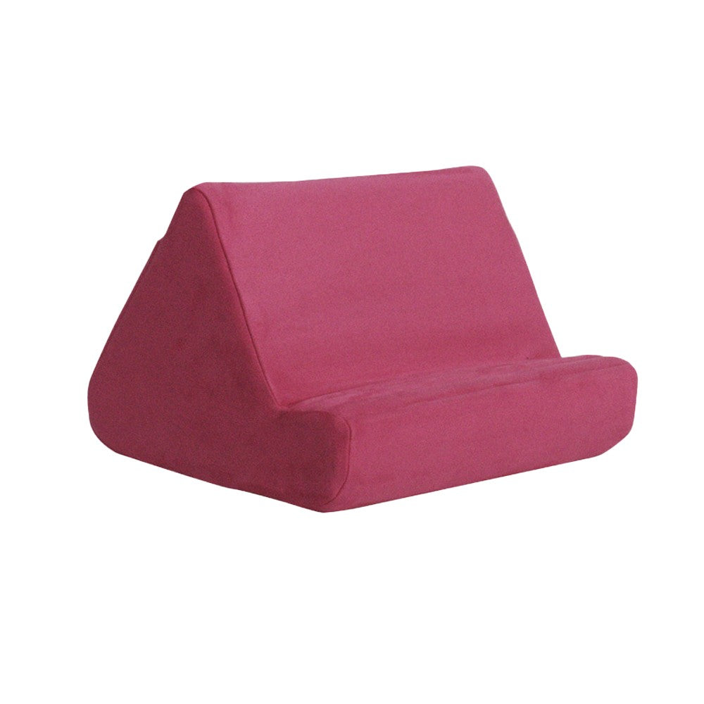 Multi-Angle Tablet Stand Pillow Pad Phone Holder Dock with 2 Pockets - Rose Red