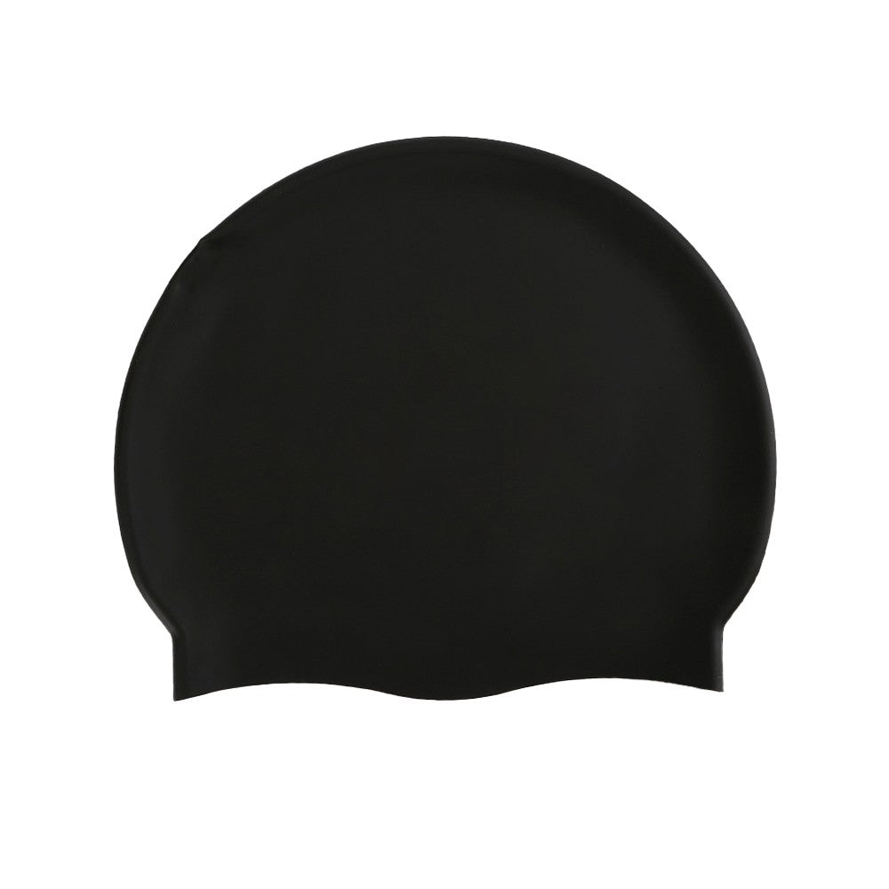 1Pc Adult Elastic Silicone Swimming Cap Pool Cap for Long Hair - Black M