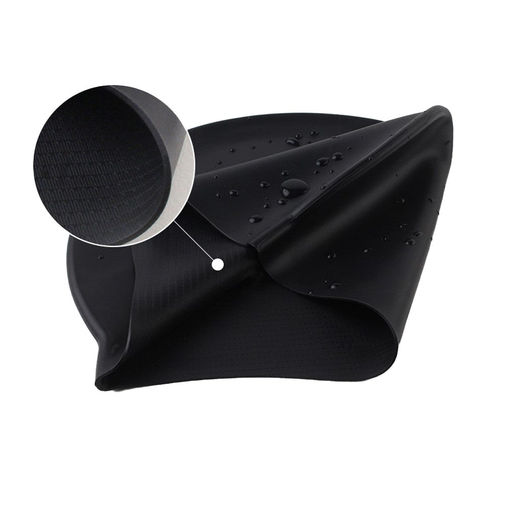 1Pc Adult Elastic Silicone Swimming Cap Pool Cap for Long Hair - Black S
