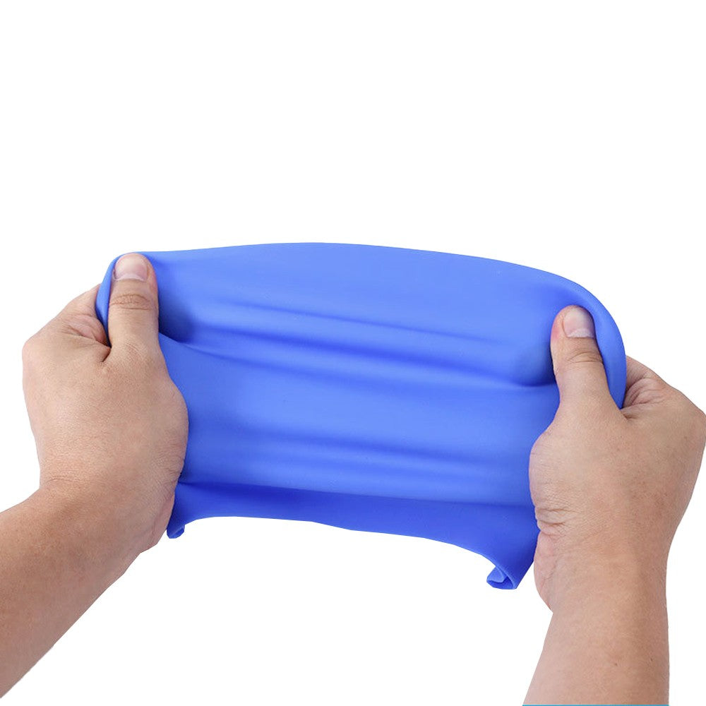 1Pc Adult Elastic Silicone Swimming Cap Pool Cap for Long Hair - Blue M