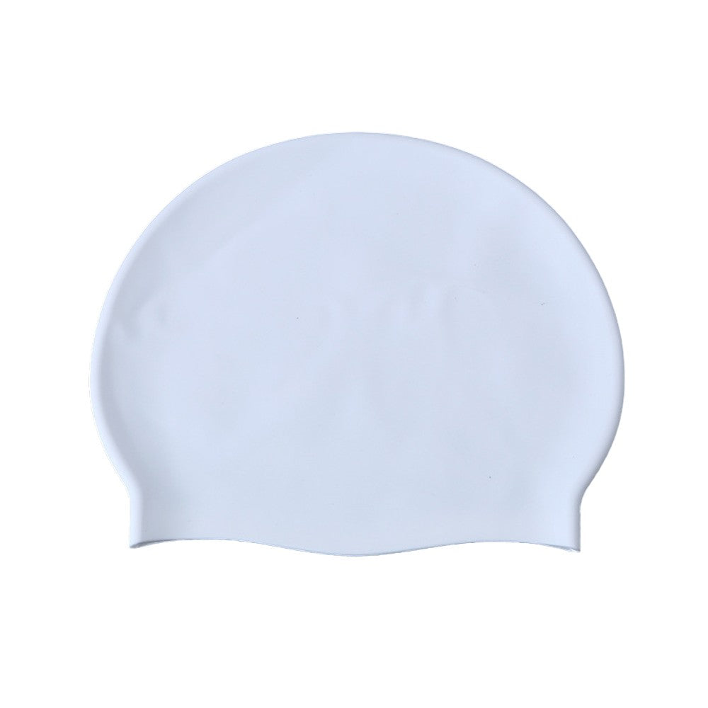 1Pc Adult Elastic Silicone Swimming Cap Pool Cap for Long Hair - White S