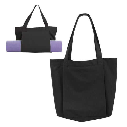 Pilates Yoga Bag Oxford Cloth Tote Bag with Yoga Mat Carrier Pocket - Black