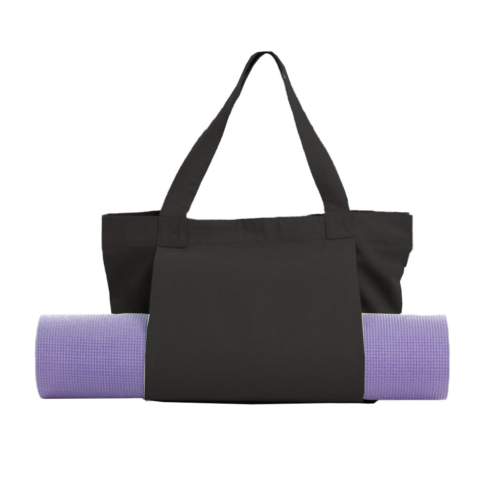 Pilates Yoga Bag Oxford Cloth Tote Bag with Yoga Mat Carrier Pocket - Black