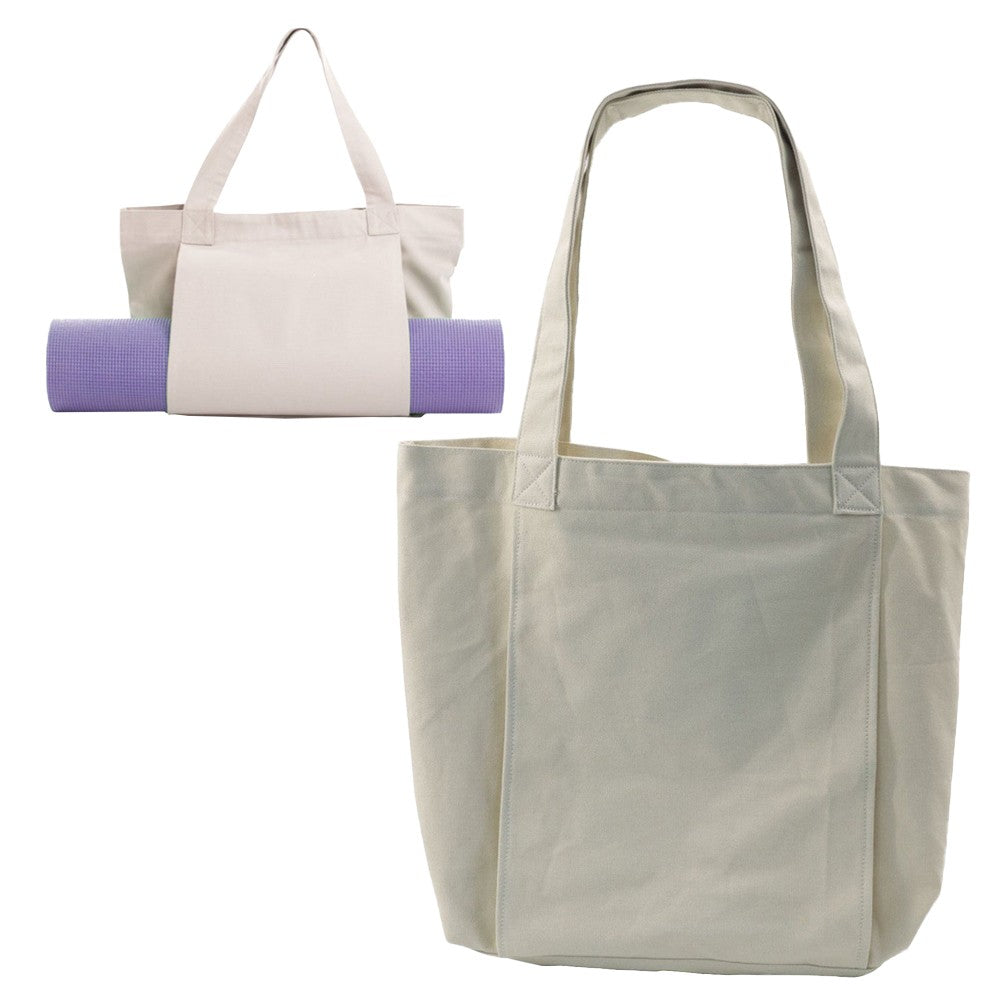 Pilates Yoga Bag Oxford Cloth Tote Bag with Yoga Mat Carrier Pocket - Khaki