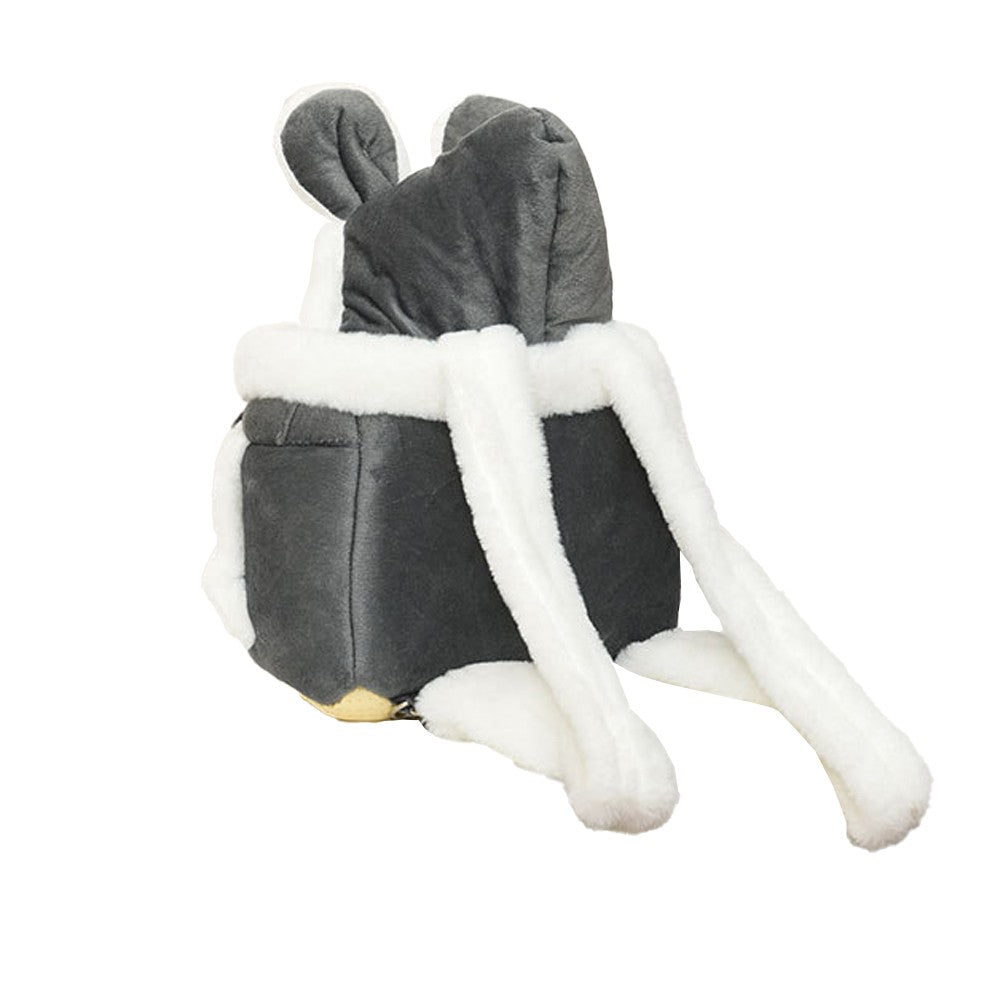 Plush Pet Carrier Backpack Pet Warm Bag with Hand Warmer Pocket - Grey - M