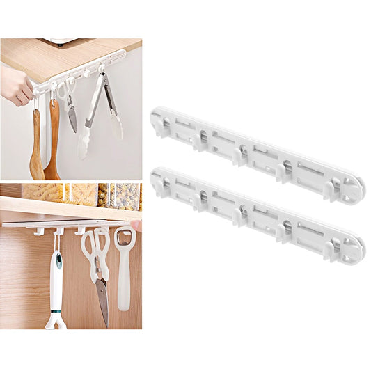 2Pcs Self Adhesive Pull-Out Hook Telescopic Wall Hook Sliding Hat Hook