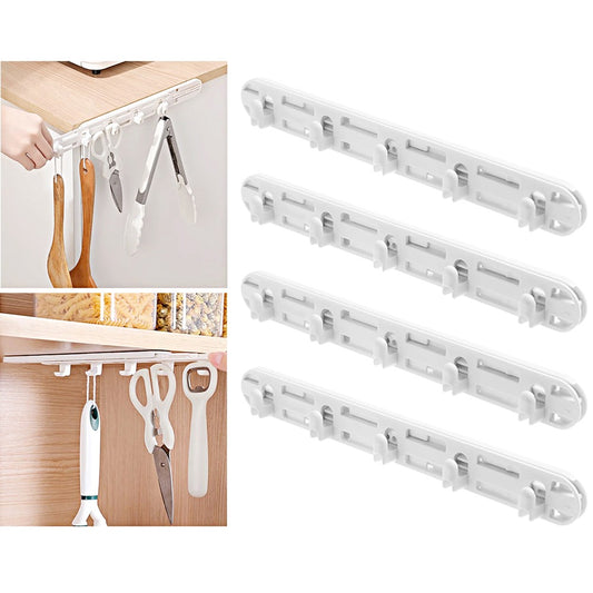4Pcs Self Adhesive Pull-Out Hook Telescopic Wall Hook Sliding Hat Hook
