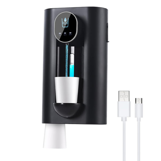 Automatic Mouthwash Dispenser with 2 Magnetic Cups - Black