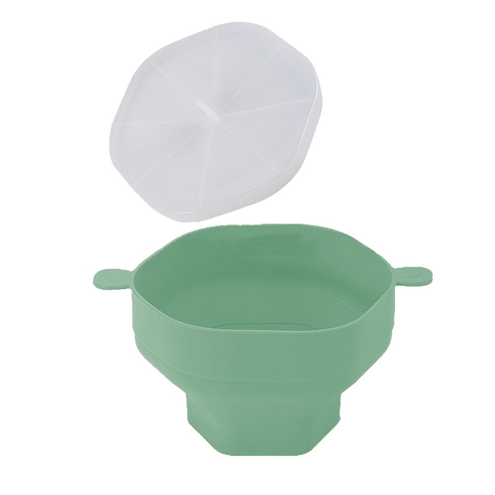 1Pc Collapsible Silicone Popcorn Popper Microwave Popcorn Bowl with Lid - Green