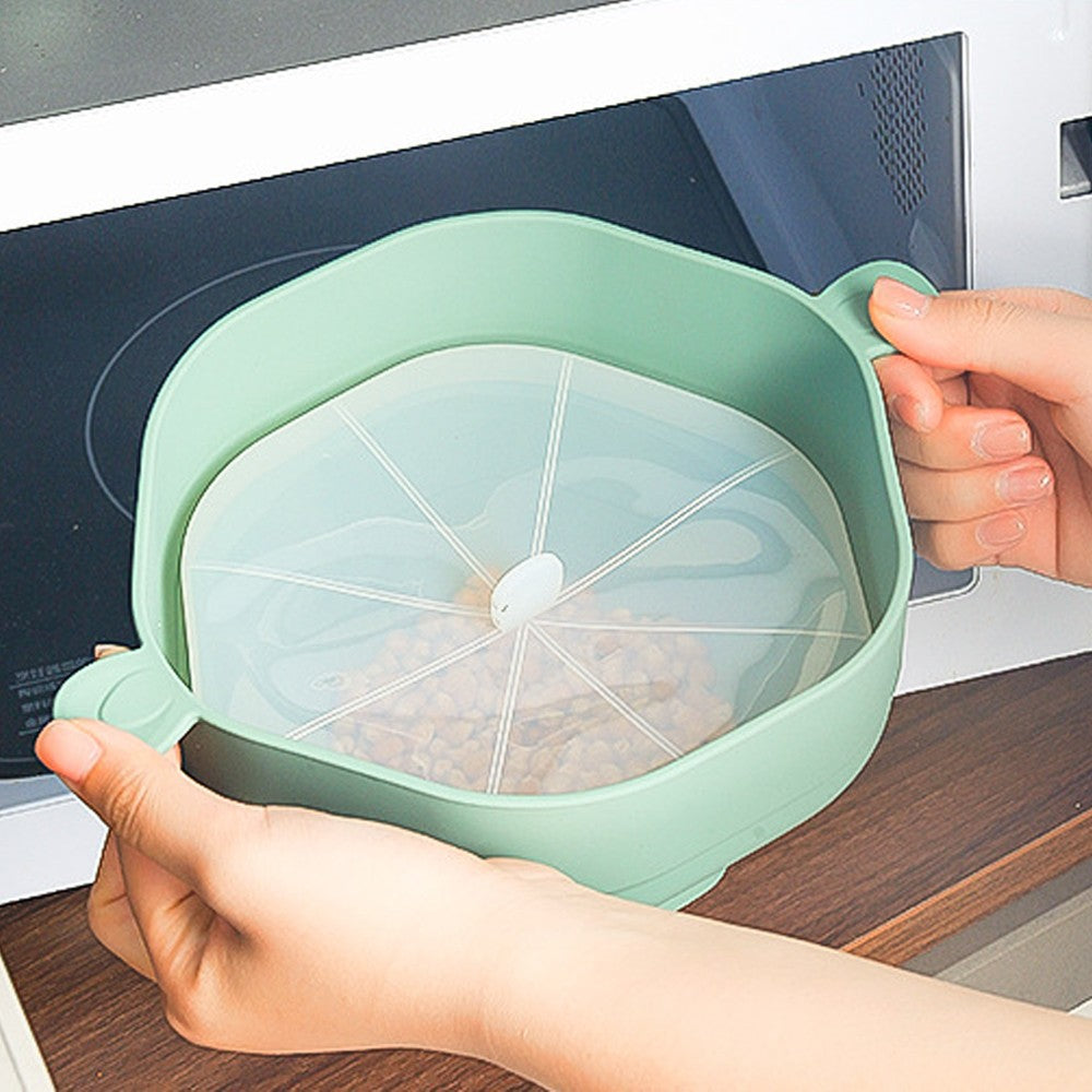 2Pcs Collapsible Silicone Popcorn Popper Popcorn Bowl with Lid - Green+Yellow