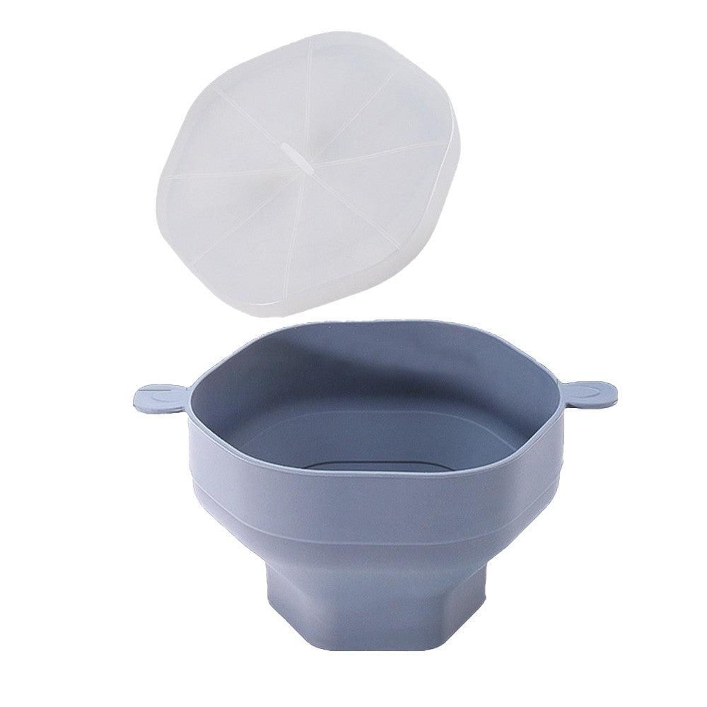 1Pc Collapsible Silicone Popcorn Popper Microwave Popcorn Bowl with Lid - Grey