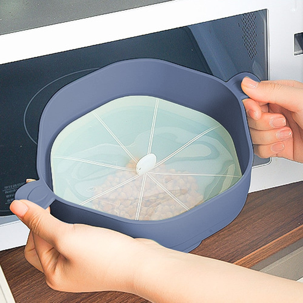 1Pc Collapsible Silicone Popcorn Popper Microwave Popcorn Bowl with Lid - Grey