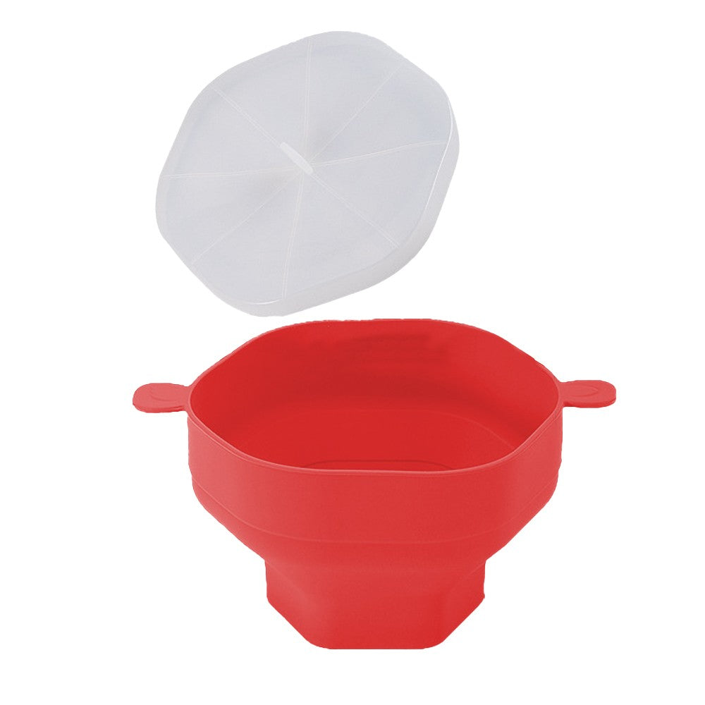 1Pc Collapsible Silicone Popcorn Popper Microwave Popcorn Bowl with Lid - Red