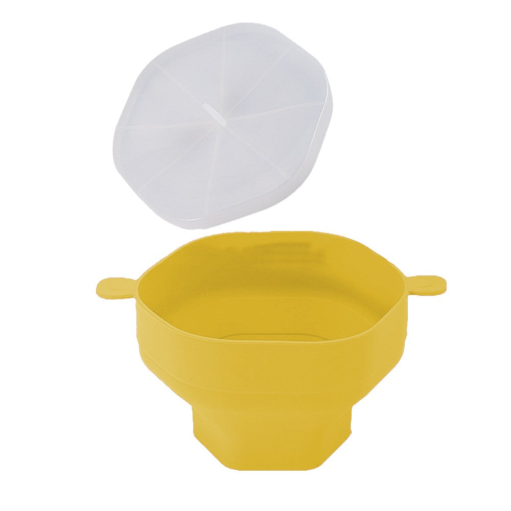 1Pc Collapsible Silicone Popcorn Popper Microwave Popcorn Bowl with Lid - Yellow