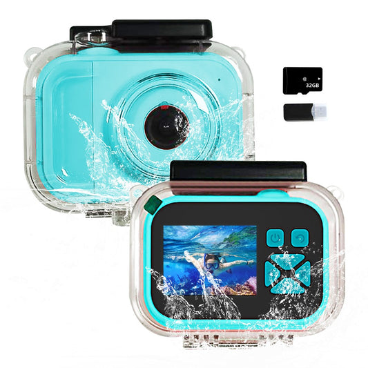 1080P HD Kids Digital Camera with Waterproof Case and 32GB TF Card - Blue
