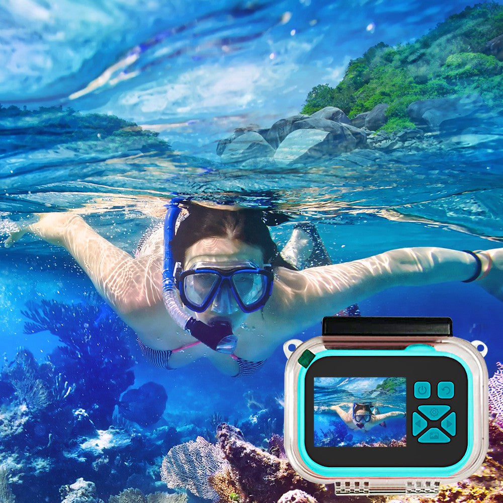 1080P HD Kids Digital Camera with Waterproof Case and 32GB TF Card - Blue