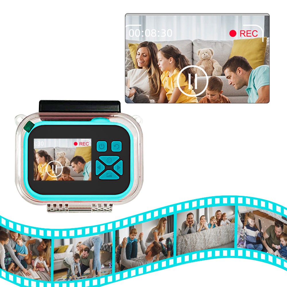1080P HD Kids Digital Camera with Waterproof Case and 32GB TF Card - Blue