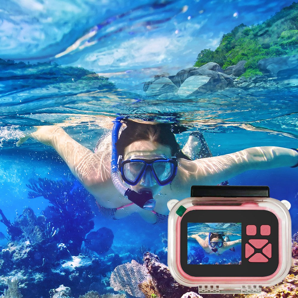 1080P HD Kids Digital Camera with Waterproof Case and 32GB TF Card - Pink