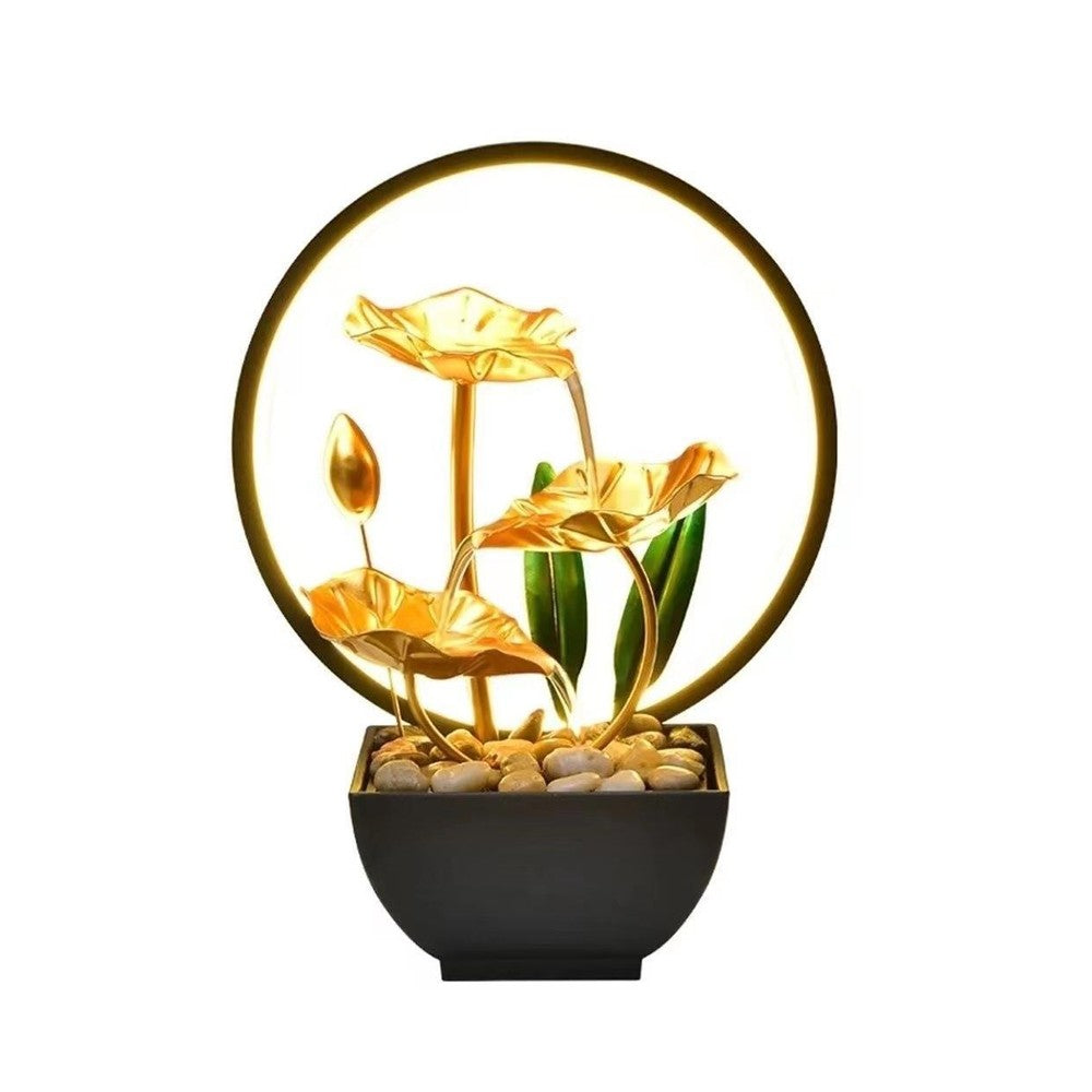 USB Powered Desktop Fountain with LED Ring Light Home Tabletop Humidifier Decor