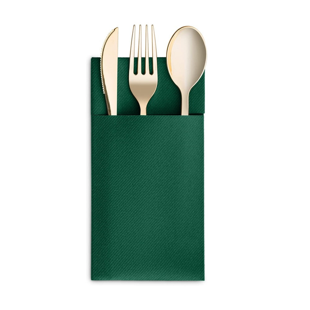 50 Pieces Prefolded Disposable Paper Napkins with Flatware Pocket - Green
