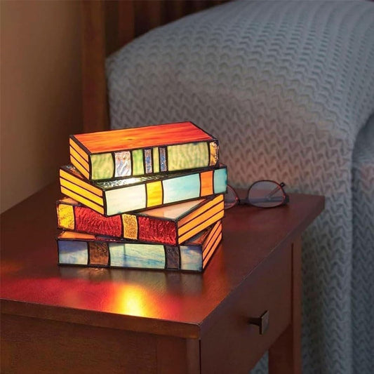 Stained Resin Stacked Books Lamp Vintage Desk Lamp