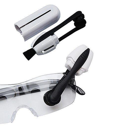 Portable Eye Glasses Cleaner Dual-Head Eyeglasses Lens Cleaning Brush - White