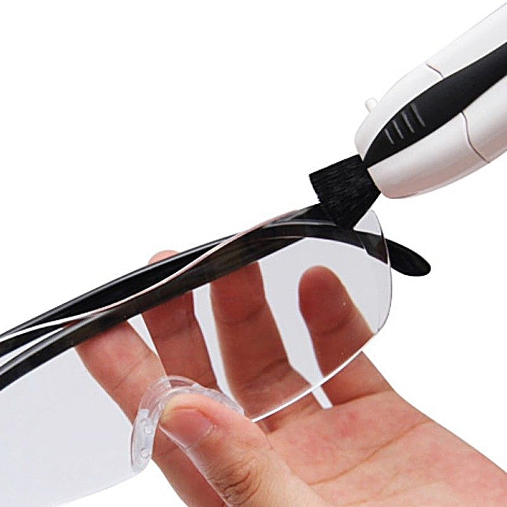 Portable Eye Glasses Cleaner Dual-Head Eyeglasses Lens Cleaning Brush - White