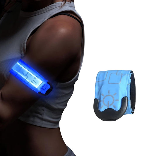 1Pc LED Light-up Armband Rechargeable Night Running Safety Light Bands - Blue