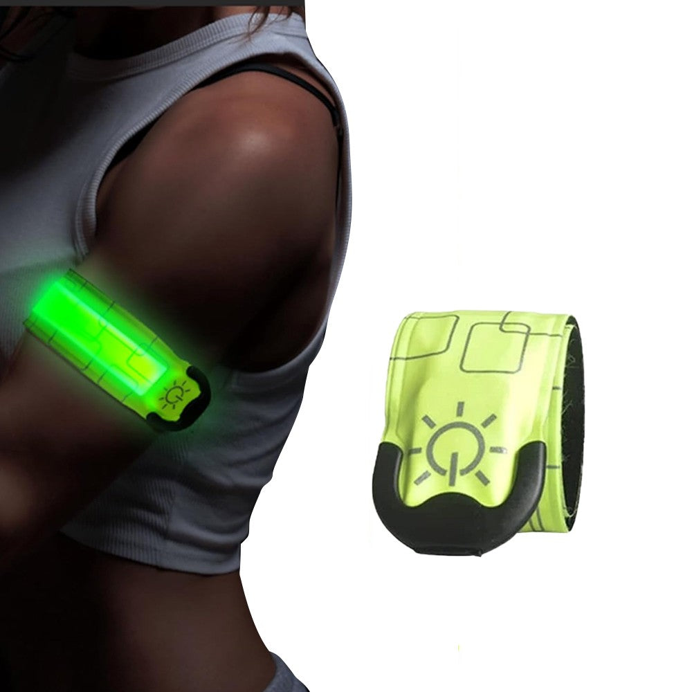 1Pc LED Light-up Armband Rechargeable Night Running Safety Light Bands - Green