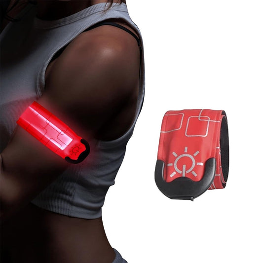 1Pc LED Light-up Armband Rechargeable Night Running Safety Light Bands - Red