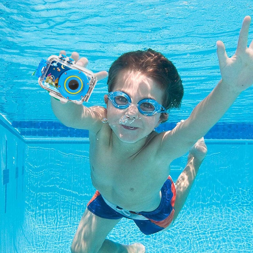 1080P HD Kids Sports Camera with Waterproof Case and 32GB Memory Card - Blue