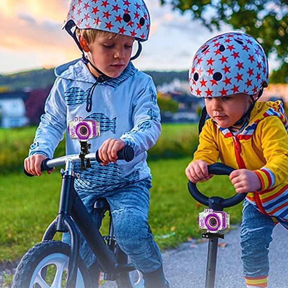 1080P HD Kids Sports Camera with Waterproof Case and 32GB Memory Card - Purple