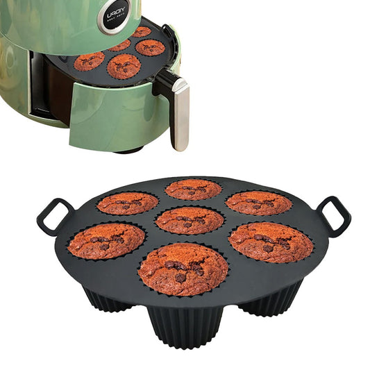 1Pc 7-Cavity Silicone Cupcake Mold Non Stick Muffin Baking Cups - Black