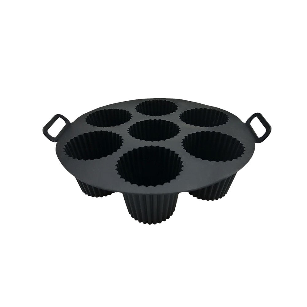 1Pc 7-Cavity Silicone Cupcake Mold Non Stick Muffin Baking Cups - Black