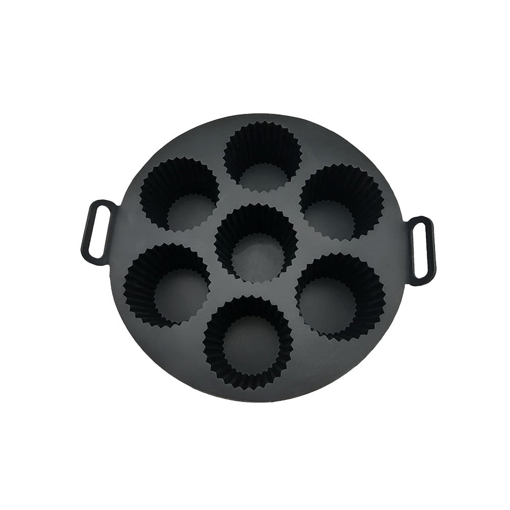 1Pc 7-Cavity Silicone Cupcake Mold Non Stick Muffin Baking Cups - Black