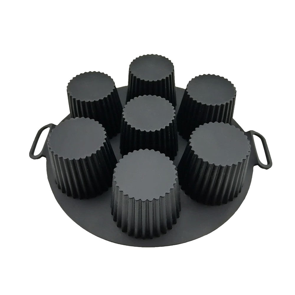 1Pc 7-Cavity Silicone Cupcake Mold Non Stick Muffin Baking Cups - Black