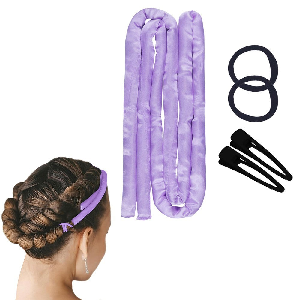 1.6M Heatless Hair Curling Rod Set Long Hair No Heat Curls Headband - Purple