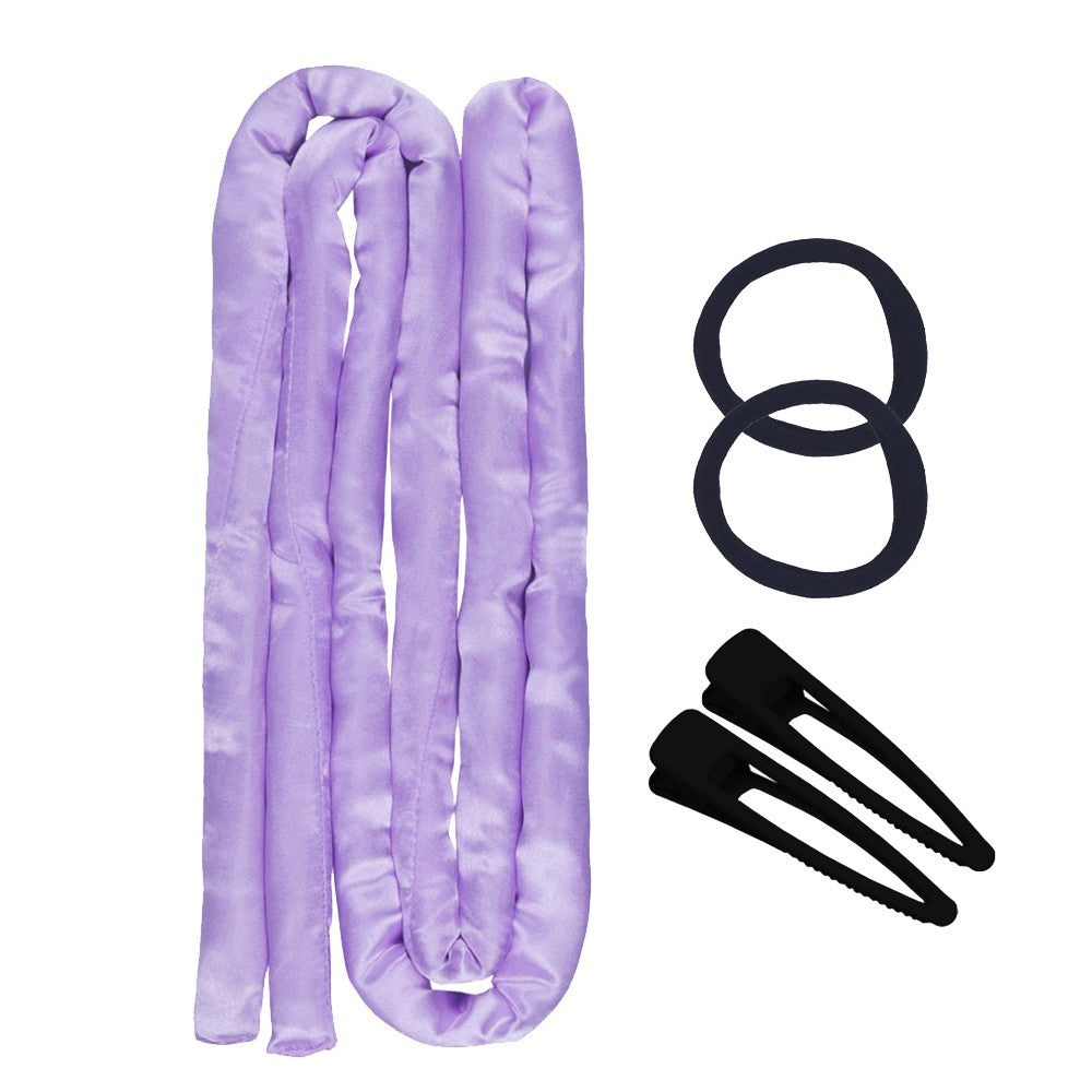 1.6M Heatless Hair Curling Rod Set Long Hair No Heat Curls Headband - Purple
