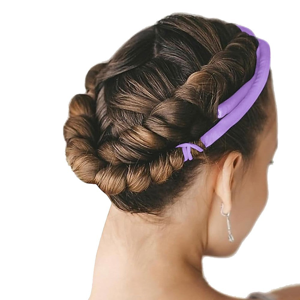 1.6M Heatless Hair Curling Rod Set Long Hair No Heat Curls Headband - Purple