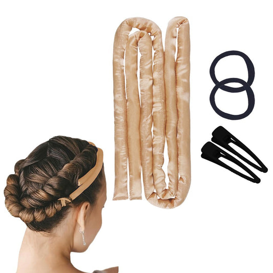 1.6M Heatless Hair Curling Rod Set Long Hair No Heat Curls Headband - Champagne