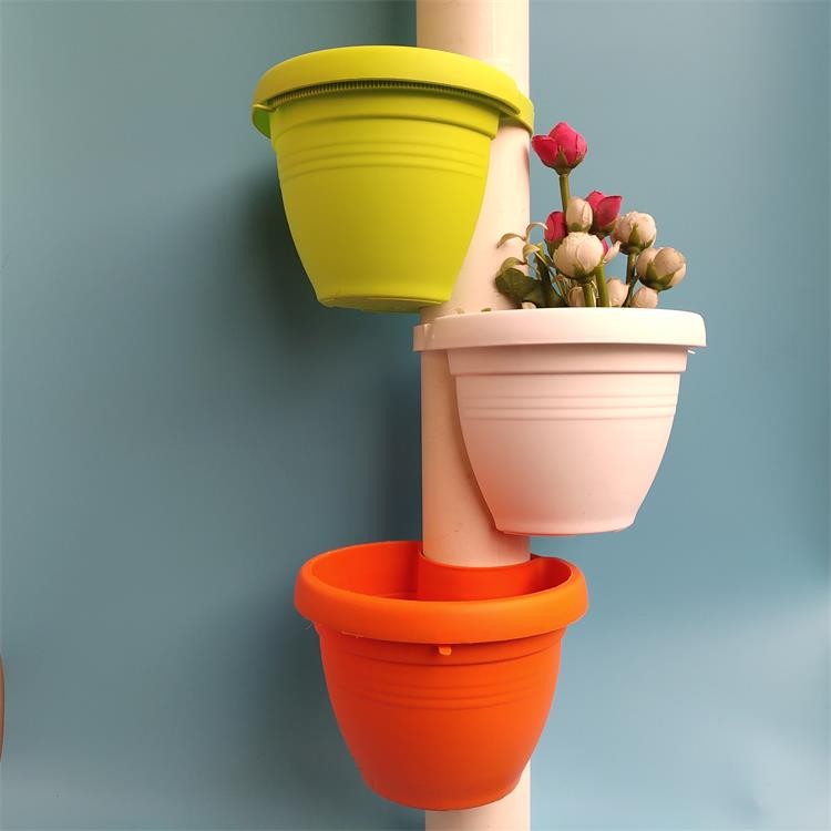 3-Piece Drain Pipe Flower Pots Set Plant Pot Holder Balcony Flower Basket