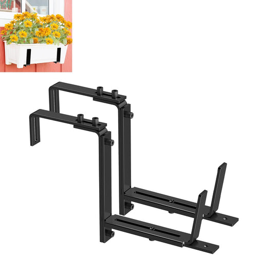 2Pcs Adjustable Railing Planter Box Brackets Wall Mounted Flower Baskets Holder
