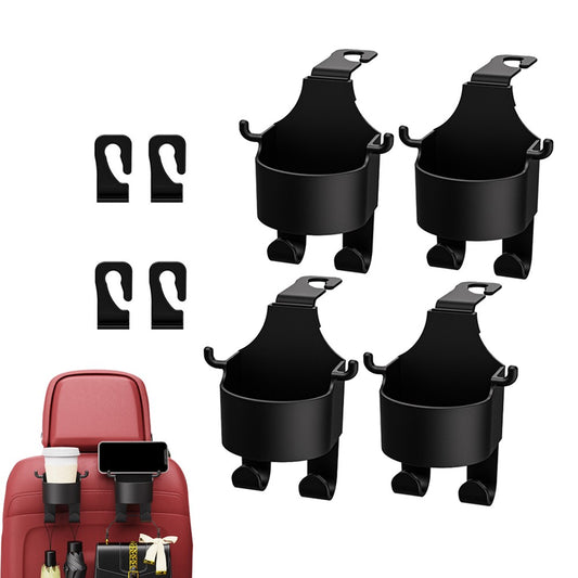 4Pcs Multifunctional Car Seat Back Hook 2-in-1 Car Headrest Hook and Cup Holder
