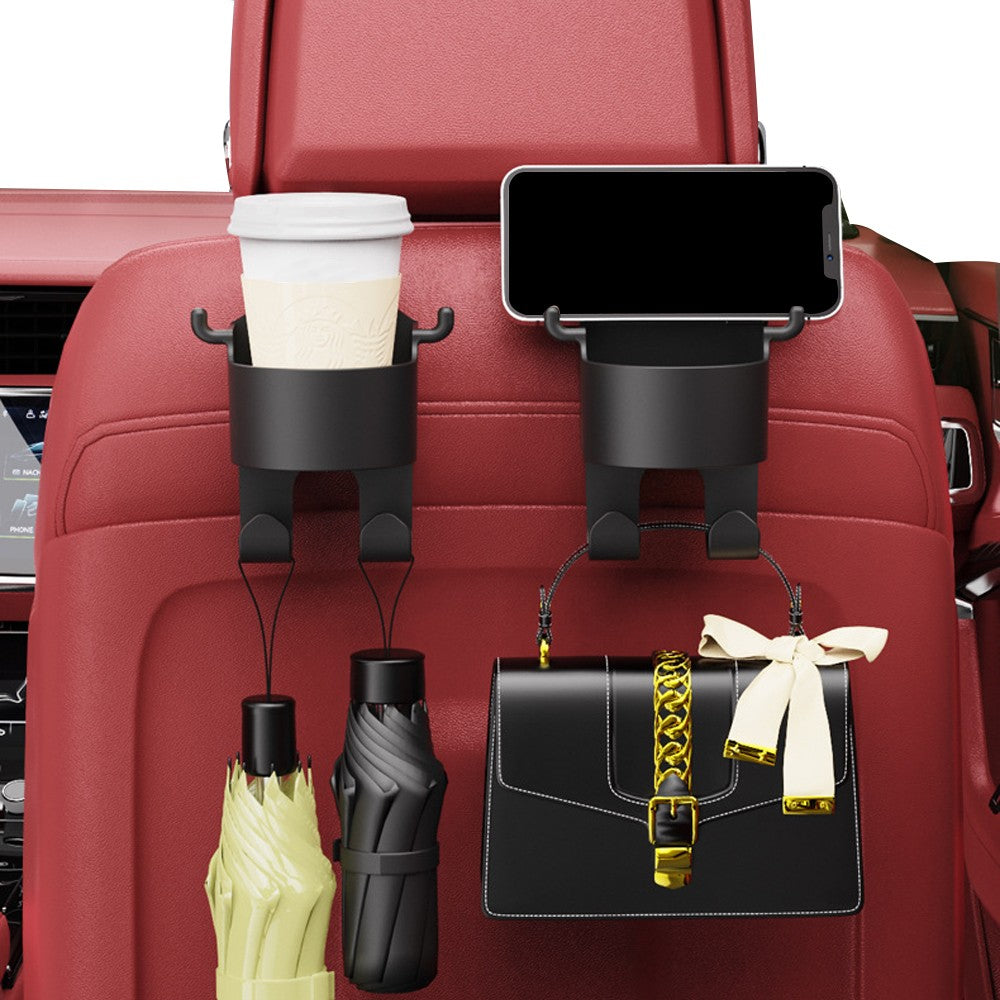 4Pcs Multifunctional Car Seat Back Hook 2-in-1 Car Headrest Hook and Cup Holder